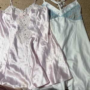Silky Pink and White Lace Chemise Set